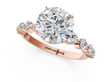 Rose gold Round Solitaire Diamond Ring with Pave Band and Four-Prong Setting_315