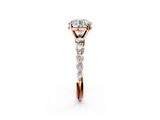 Rose gold Round Solitaire Diamond Ring with Pave Band and Four-Prong Setting_316