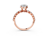 Rose gold Round Solitaire Diamond Ring with Pave Band and Four-Prong Setting_317