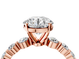 Rose gold Round Solitaire Diamond Ring with Pave Band and Four-Prong Setting_318