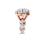 Rose gold Round Solitaire Diamond Ring with Pave Band and Four-Prong Setting_319