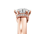Rose gold Round Solitaire Diamond Ring with Pave Band and Six-Prong Setting_40