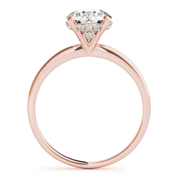 Rose gold Round Solitaire Diamond Ring with Prong Setting and Plain Band 2