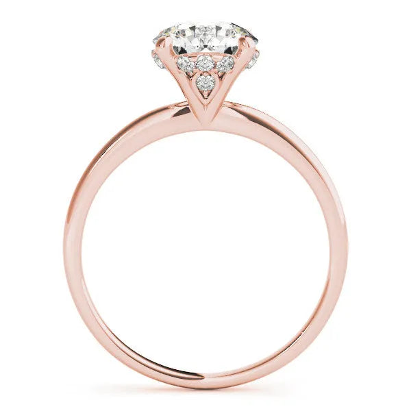 Rose gold Heart Cut Solitaire Diamond Ring with Prong Setting and Plain Band