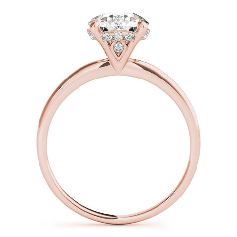 Rose gold Round Solitaire Diamond Ring with Prong Setting and Plain Band 2