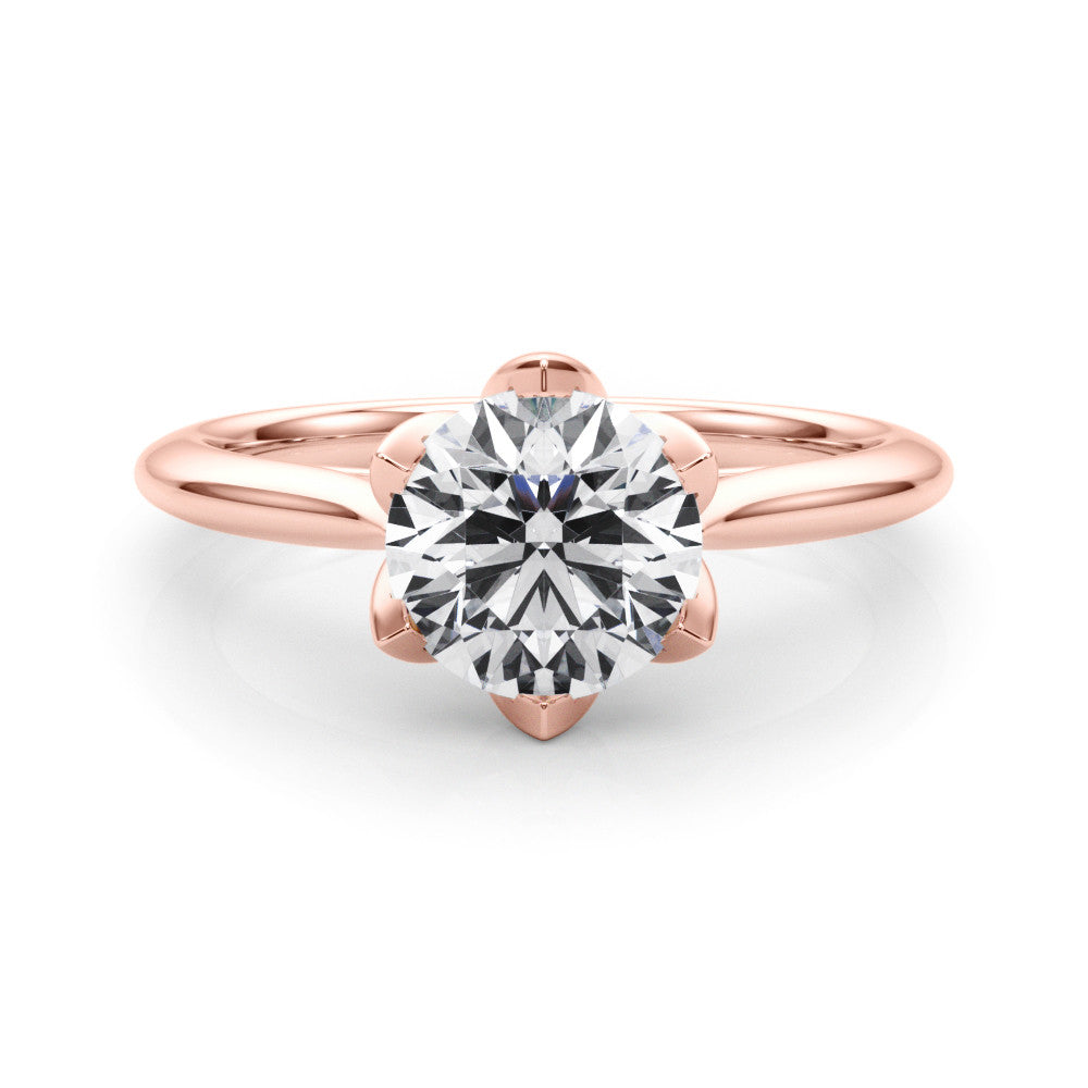 Rose gold Round Solitaire Diamond Ring with Six-Prong Setting and Classic Band 1