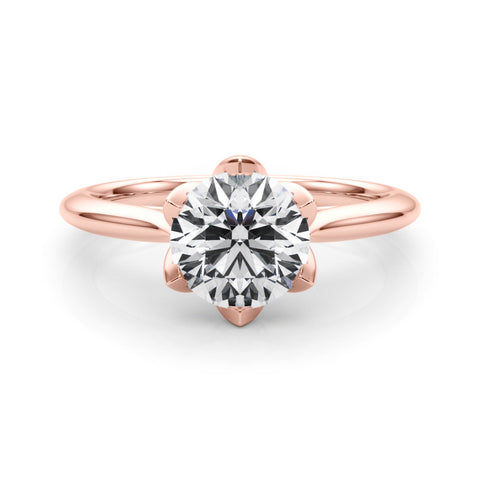 Rose gold Round Solitaire Diamond Ring with Six-Prong Setting and Classic Band 1