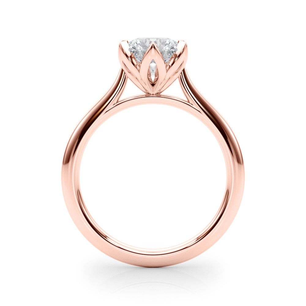 Rose gold Round Solitaire Diamond Ring with Six-Prong Setting and Classic Band 2