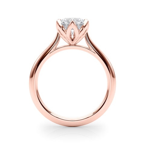 Rose gold Round Solitaire Diamond Ring with Six-Prong Setting and Classic Band 2