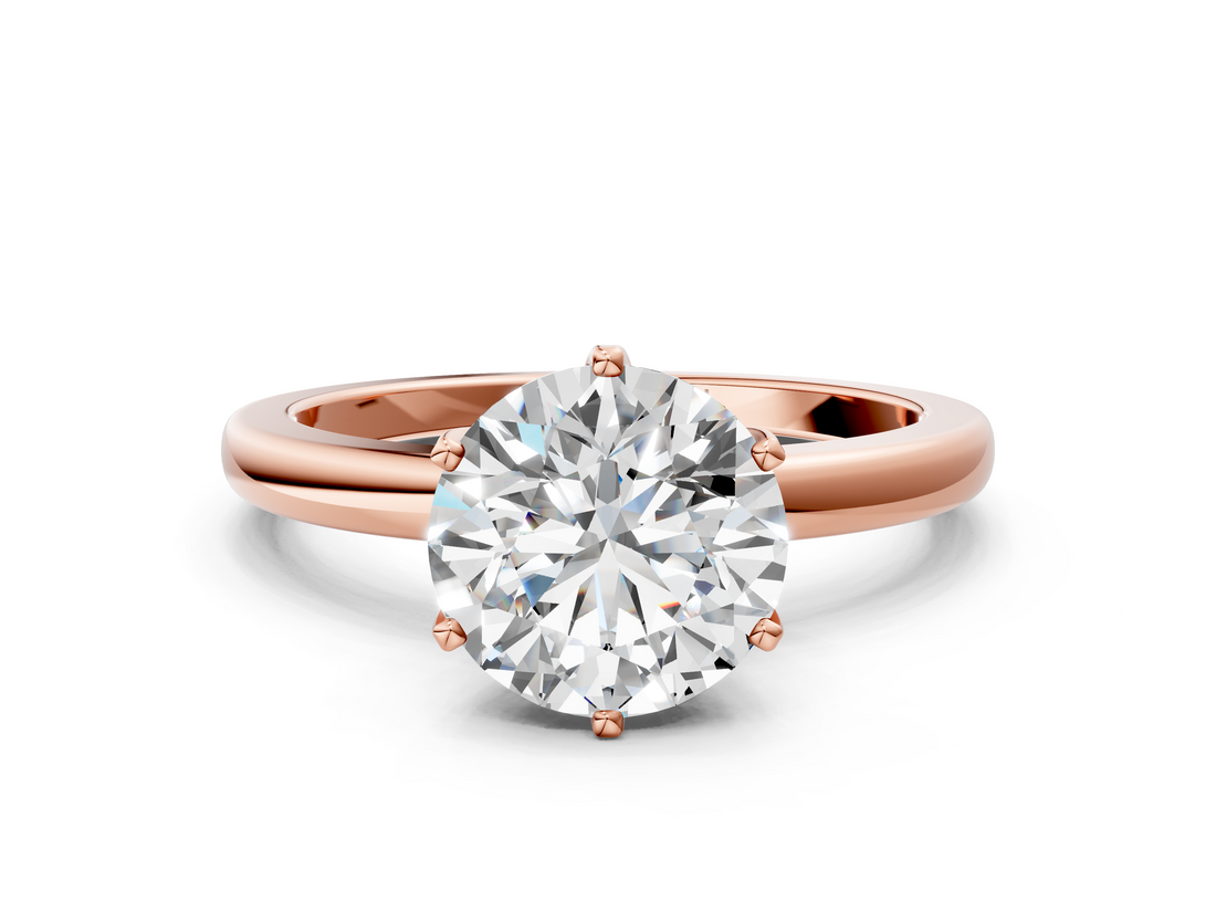 Rose gold Round Solitaire Diamond Ring with Six-Prong Setting on a Classic Band_23