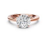 Rose gold Round Solitaire Diamond Ring with Split Shank and Four-Prong Setting_12
