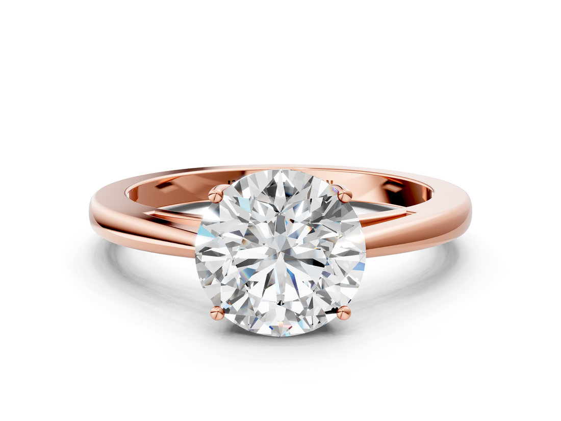 Rose gold Round Solitaire Diamond Ring with Split Shank and Four-Prong Setting_23