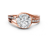 Rose gold Round Solitaire Diamond Ring with Split Shank and Prong Setting_69
