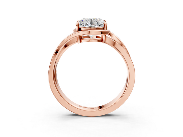 Rose Gold Round Bypass Split Shank Engagement Ring Setting with Channel Set Accents