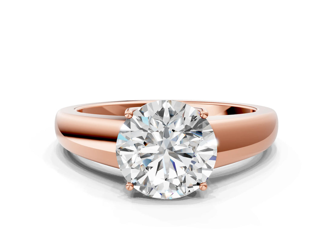Rose gold Round Solitaire Diamond Ring with Tapered Band and Four-Prong Setting_52