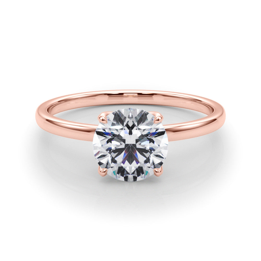 Rose gold Round Solitaire Diamond Ring with Thin Band and Four-Prong Setting 1