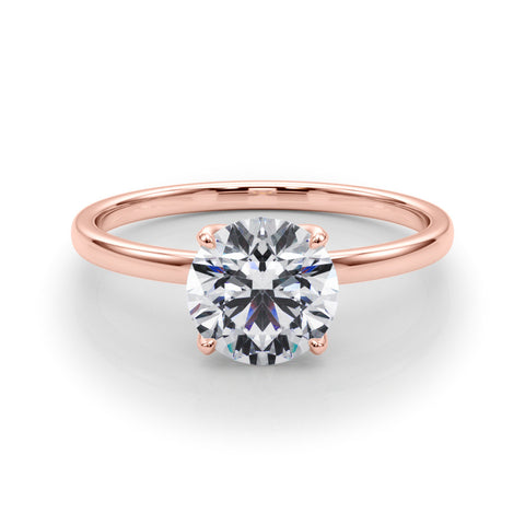 Rose gold Round Solitaire Diamond Ring with Thin Band and Four-Prong Setting 1