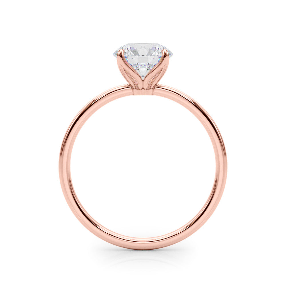 Rose gold Round Solitaire Diamond Ring with Thin Band and Four-Prong Setting 2