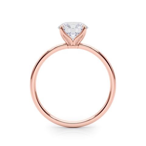 Rose gold Round Solitaire Diamond Ring with Thin Band and Four-Prong Setting 2