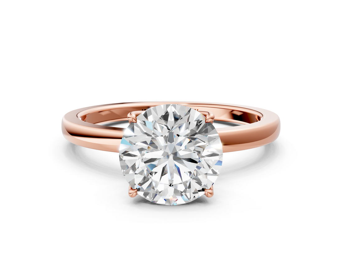 Rose gold Round Solitaire Diamond Ring with Thin Band and Four-Prong Setting_23