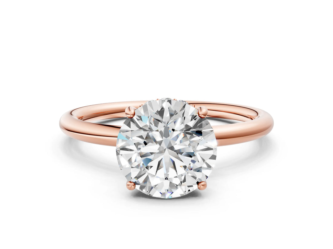 Rose gold Round Solitaire Diamond Ring with a Classic Band and Four-Prong Setting