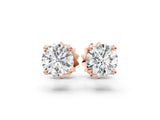10K Rose Gold 0.56 Carat F-G VS-SI Round Solitaire Diamond Stud Earrings with Four-Prong Basket Setting
