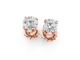 10K Rose Gold 0.56 Carat F-G VS-SI Round Solitaire Diamond Stud Earrings with Four-Prong Basket Setting