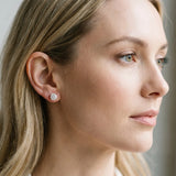 10K Rose Gold 0.56 Carat F-G VS-SI Round Solitaire Diamond Stud Earrings with Four-Prong Basket Setting