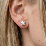 10K Rose Gold 0.56 Carat F-G VS-SI Round Solitaire Diamond Stud Earrings with Four-Prong Basket Setting