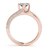 Rose gold Round Solitaire Diamond Twist Band with Pavé Setting and Four-Prong Setting 2