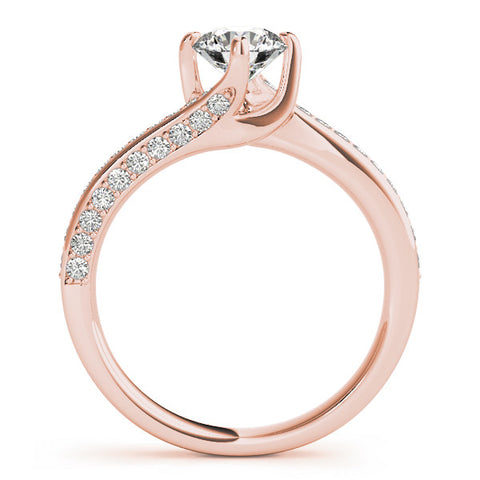 Rose gold Round Solitaire Diamond Twist Band with Pavé Setting and Four-Prong Setting 2