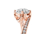 Rose gold Round Solitaire Diamond Twist Band with Pavé Setting and Four-Prong Setting_11