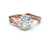 Rose gold Round Solitaire Diamond Twist Band with Pavé Setting and Four-Prong Setting_6