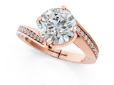 Rose gold Round Solitaire Diamond Twist Band with Pavé Setting and Four-Prong Setting_7