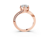 Rose gold Round Solitaire Diamond Twist Band with Pavé Setting and Four-Prong Setting_9