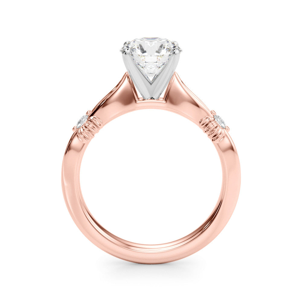 Rose gold Round Solitaire Diamond Twisted Band with Four-Prong Setting 2