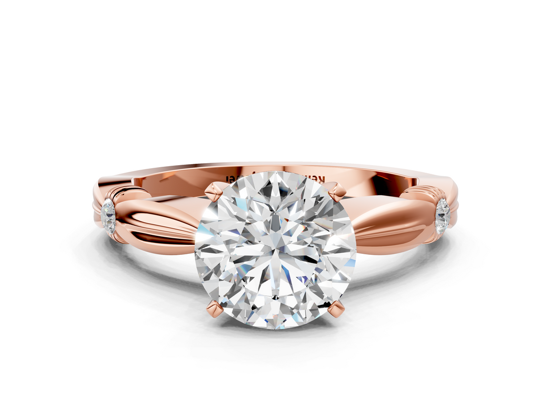 Rose gold Round Solitaire Diamond Twisted Band with Four-Prong Setting_63