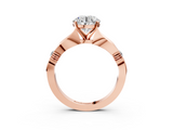 Rose gold Round Solitaire Diamond Twisted Band with Four-Prong Setting_66