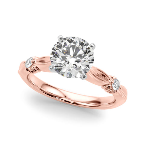 Rose gold Round Solitaire Diamond Twisted Band with Four-Prong Setting