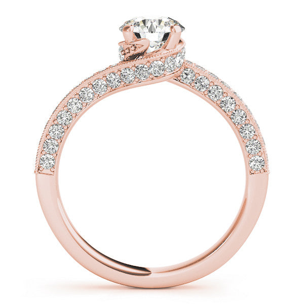 Rose gold Round Solitaire Diamond Twisted Band with Pavé Setting 1