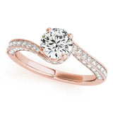 Rose gold Round Solitaire Diamond Twisted Band with Pavé Setting