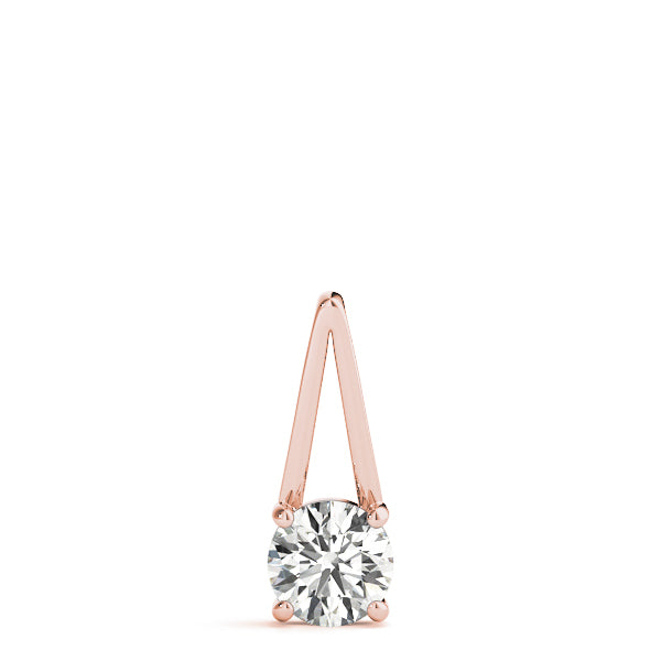 Rose gold Round Solitaire Diamond V-Bale Pendant 1