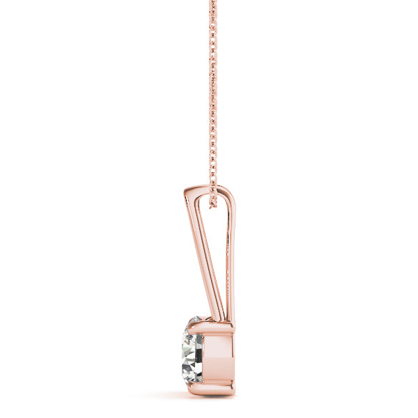 Rose gold Round Solitaire Diamond V-Bale Pendant 2