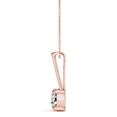 Rose gold Round Solitaire Diamond V-Bale Pendant 2