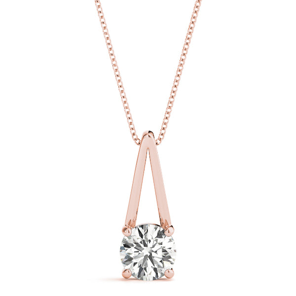 Rose gold Round Solitaire Diamond V-Bale Pendant