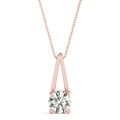 Rose gold Round Solitaire Diamond V-Bale Pendant