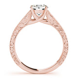 Rose gold Round Solitaire Diamond with Engraved Band and Four-Prong Setting 2
