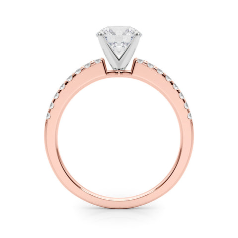 Rose gold Round Solitaire Diamond with Pavé Band and Four-Prong Setting 2