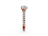 Rose gold Round Solitaire Diamond with Pavé Band and Four-Prong Setting_73