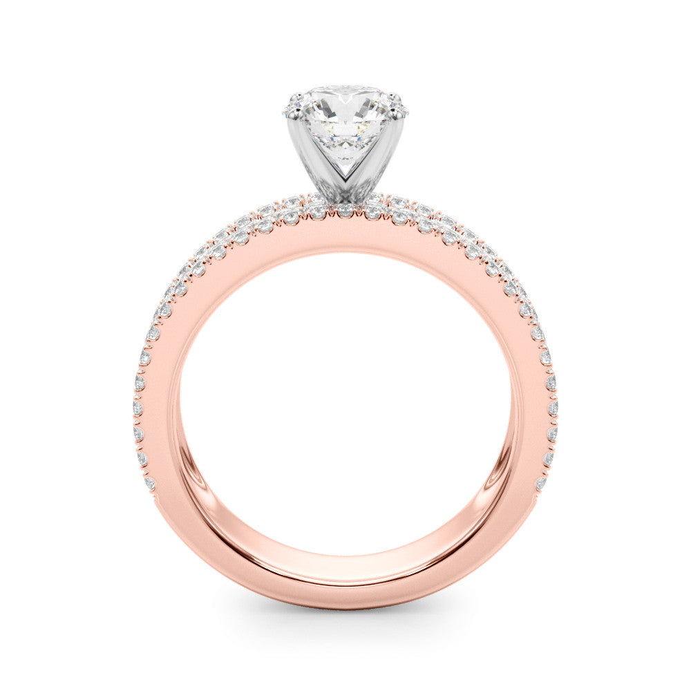 Rose gold Round Solitaire Diamond with Pave and Channel Set Band 2